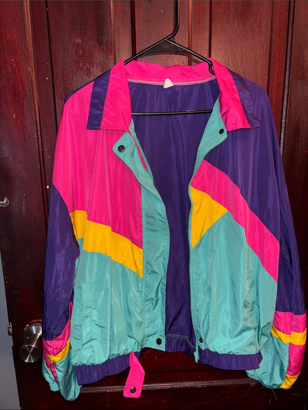 Source Unknown Turquoise, Pink & Purple Colorblock Bomber Jacket